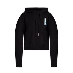 OFF-WHITE TRIANGLE LOGO CROP HOODIE BLACK (WOMENS)